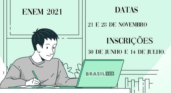 Datas do Enem 2021. (Foto: adaptado/ Brasil123)