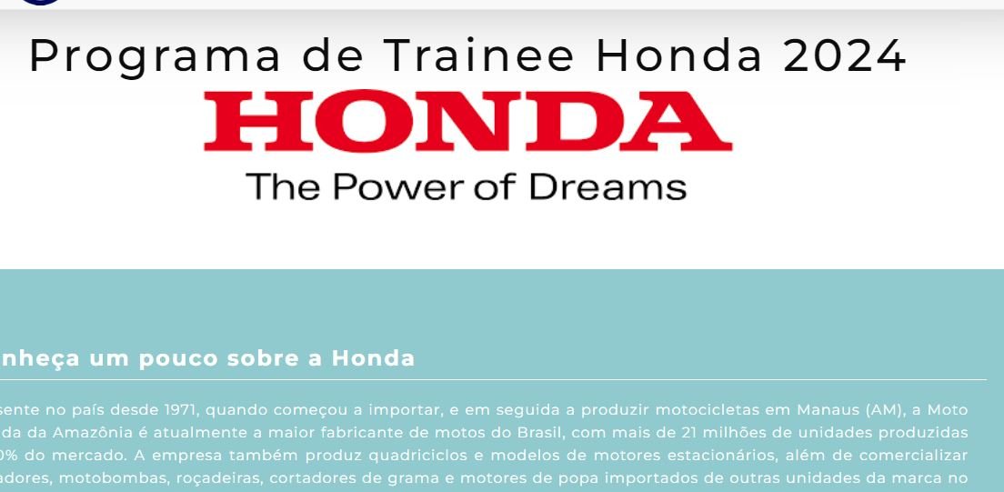 Inscrições Abertas Para Programa De Primeiro Emprego Honda 2024